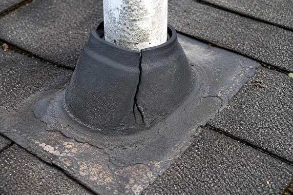 Cracked pipe boot flashing, a common roof leak source
