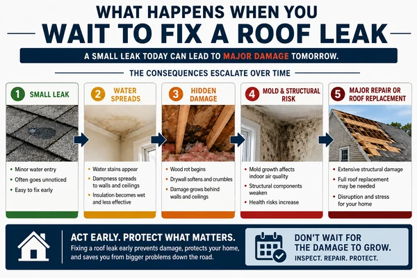 Cost of waiting to fix a roof leak in Massachusetts chart
