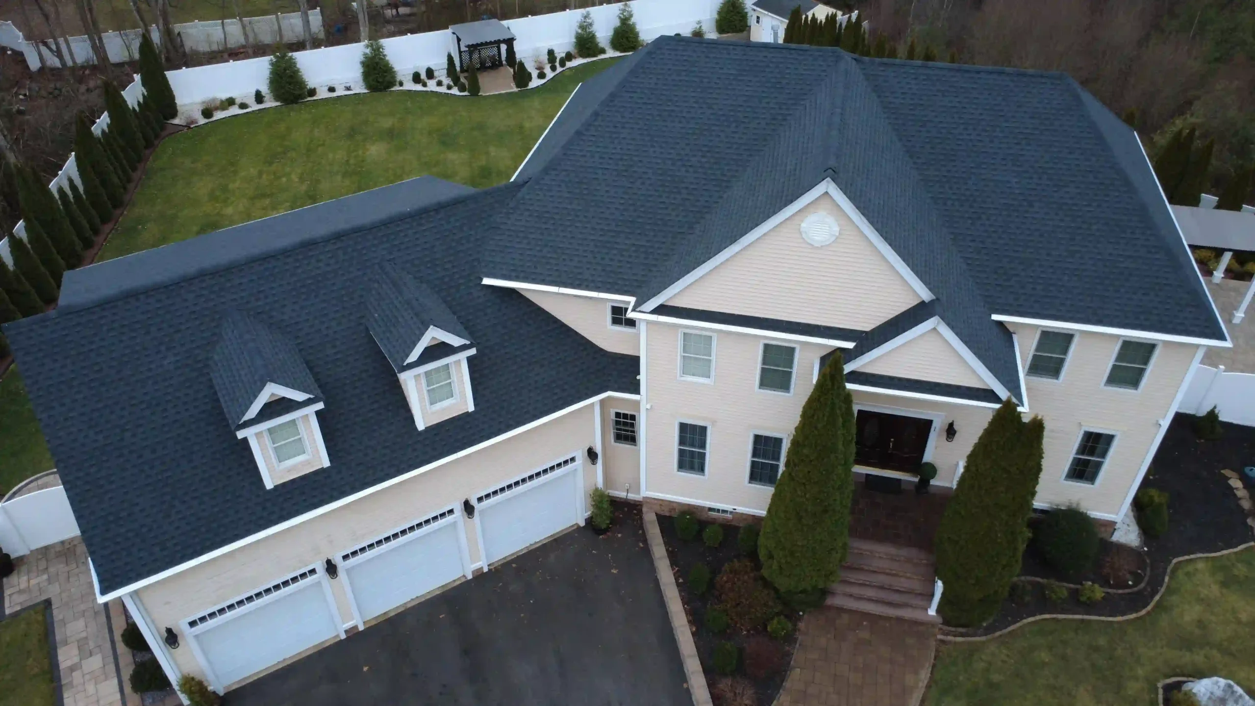Completed residential roofing project by Powersol Roofing near Quincy MA