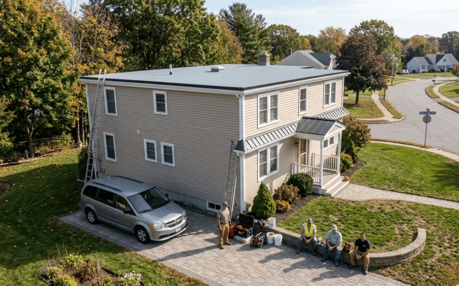 Flat roof installation in Quincy MA by Powersol Roofing