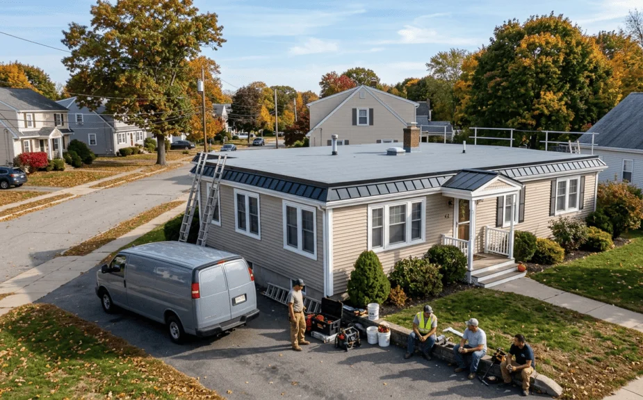 Flat roof repair in Quincy MA by Powersol Roofing