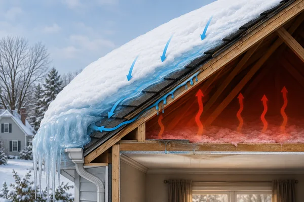 How an ice dam forms and leaks into a Massachusetts home