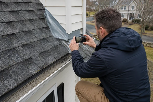 Powersol roofer carrying out a documented roof inspection in Worcester MA