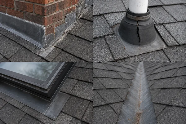 Common roof leak points including skylight flashing on a Worcester MA roof
