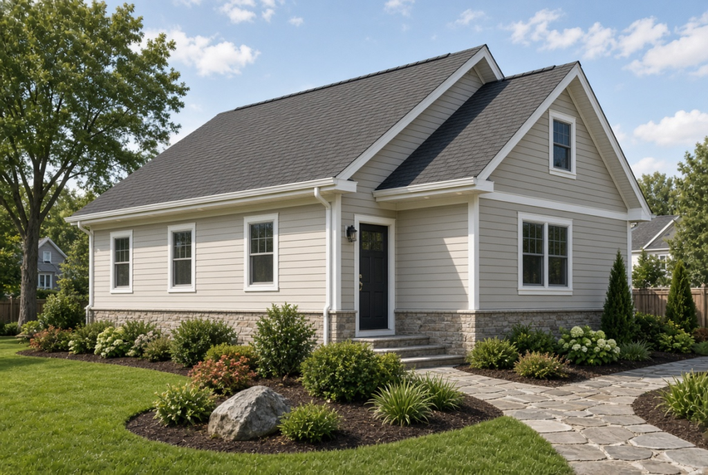 Completed roof gutter and fascia replacement on a Massachusetts home