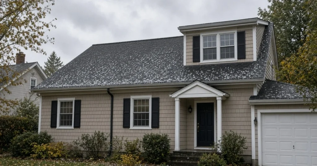 Small hail damage on a Massachusetts asphalt roof