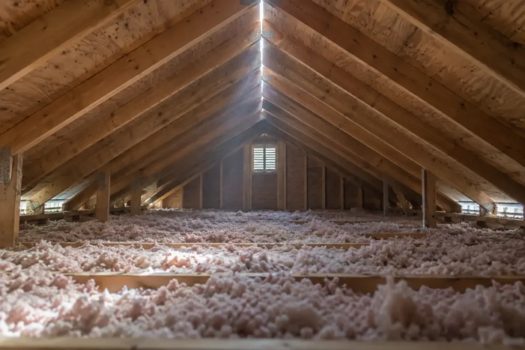 Attic ventilation in a Massachusetts home, daylight visible along the ridge slot