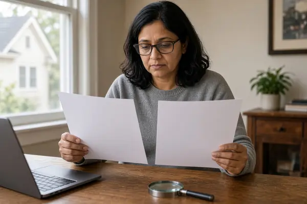 Homeowner comparing two roof inspection reports