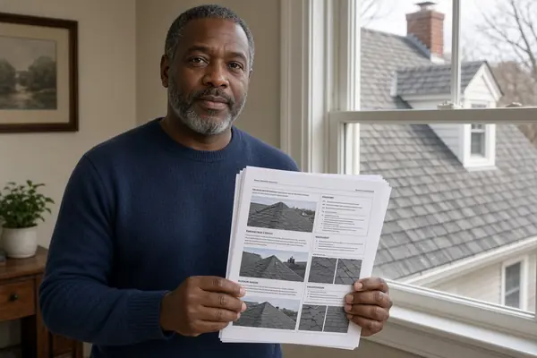 Homeowner reviewing a complete roof inspection report